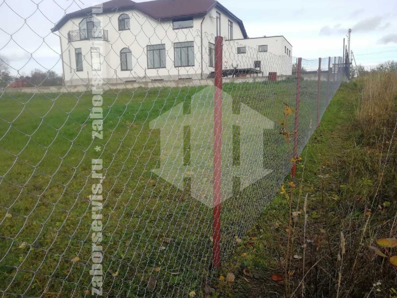 Забор из сетки рабицы в натяг 15 соток