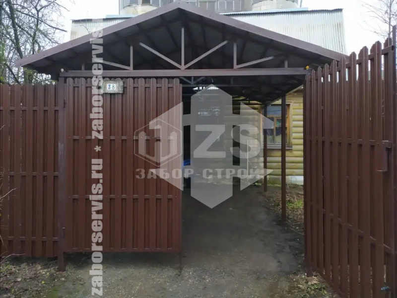 Навес двускатный работа 9