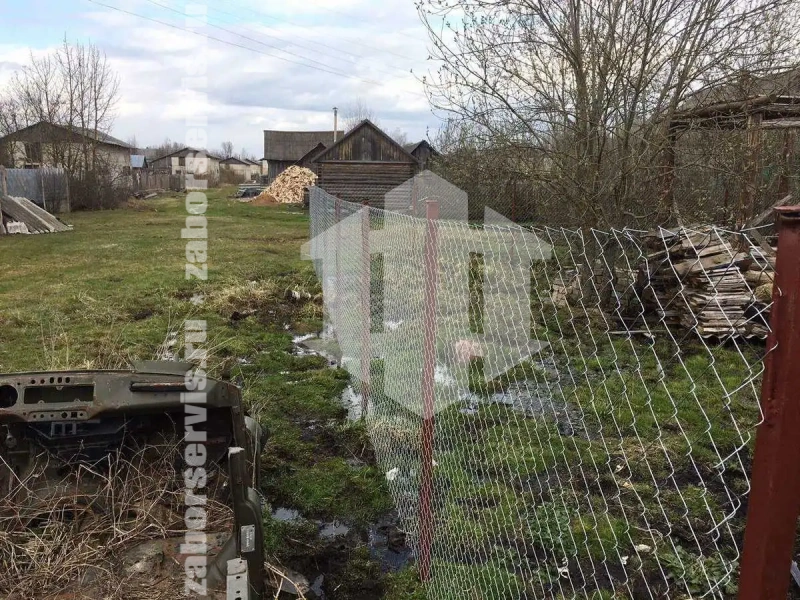 Забор из сетки рабицы в натяг 10 соток